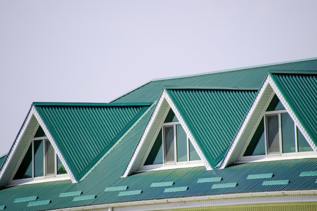 metal roof, ribbed roofing panel, dormers