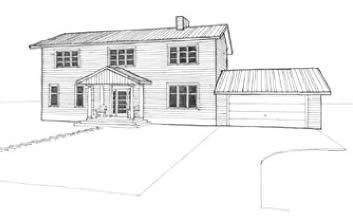 A typical new home today is entered through the attached garage. When that sort of structure is plunked down at random on a large rural lot, it appears to "float," with no real connection to the land. The front porch is so exposed to passing cars that it's unlikely to see more than occasional use.