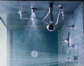 Full coverage is the custom shower objective. Main heads may go on opposing walls, regulated by separate volume controls. Body sprays are connected in a closed-loop supply configuration to ensure equal output and are equipped with an independent volume control. At the heart of these systems are the individual spray heads, which emit a directed high-pressure blast.
