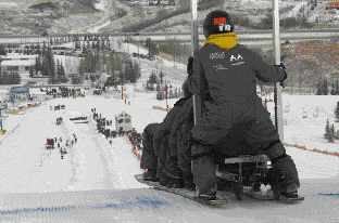 On the slope, most toboggans attempt to brake and steer with simple rear-mounted lever brakes.