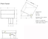 Plans typically show horizontal and vertical dimensions and the slope of the roof. This roof is 1,820 square feet on the flat, but to estimate sheathing and roofing materials it's necessary to determine the area on the slope. First, using the Pythagorean theorem, calculate the slope distance — 13.4164 inches per foot of run for a 6/12 roof. The ratio between this slope distance and a unit of run is called the pitch factor. Multiplying the run of the roof by the pitch factor gives the slope, or rake, distance of that roof. Multiplying the area of the roof on the flat by the pitch factor gives the sloped area of the roof.