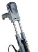 The telescoping extension handle on Senco's DS300-AC has detent settings for length adjustment. A side handle would improve comfort during use.