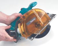 Makita's chip collector contains most of the cutting   debris and is easy to empty.