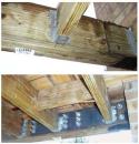 The span called for a three-ply beam, but the carpenter installed only one continuous ply (top). The engineered solution was to add a 1/4-inch flitch plate with twelve 1/2-inch through-bolts (bottom).