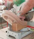Up-Easing Shoe:  The 60-degree up-easing is the most common; it has a standard outside radius of 9 1/2 inches. To hold these expensive fittings steady and square while I cut them, I’ve made an up-easing "shoe."