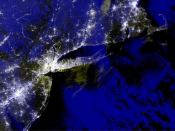 The South Shore of Long Island is dark in this NASA image showing blackouts in the New York region immediately after Hurricane Sandy. Two weeks later, 70,000 Long Island customers still lack power, and about half of those can't be connected until after damage to panels and wiring is inspected and repaired.