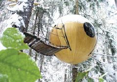 Chundleigh's first spherical cottage was cold-molded from wood veneer and penetrating epoxy using a technique developed for boatbuilding. For later versions he switched to conventional fiberglass-and-resin construction, saving "about a man-year" of labor per sphere, he says.