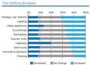 Spending trends. How have remodeling budgets changed compared with two years ago? According to the Research Institute for Cooking & Kitchen Intelligence (RICKI), consumers have upped spending on storage and organizational features more than any other category, even while their overall cabinet budgets have decreased. Part of the reason is that more people are upgrading their existing cabinets rather than buying new ones.