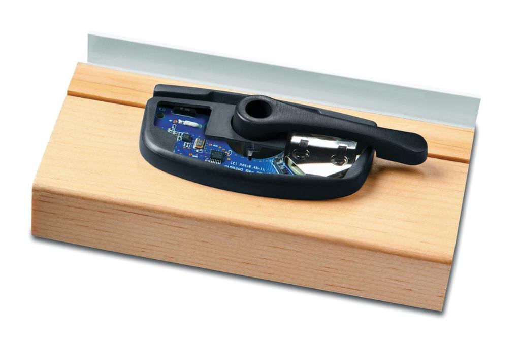 Andersen's E-Series/Eagle Sash Lock double-hung window hardware with VeriLock sensor.