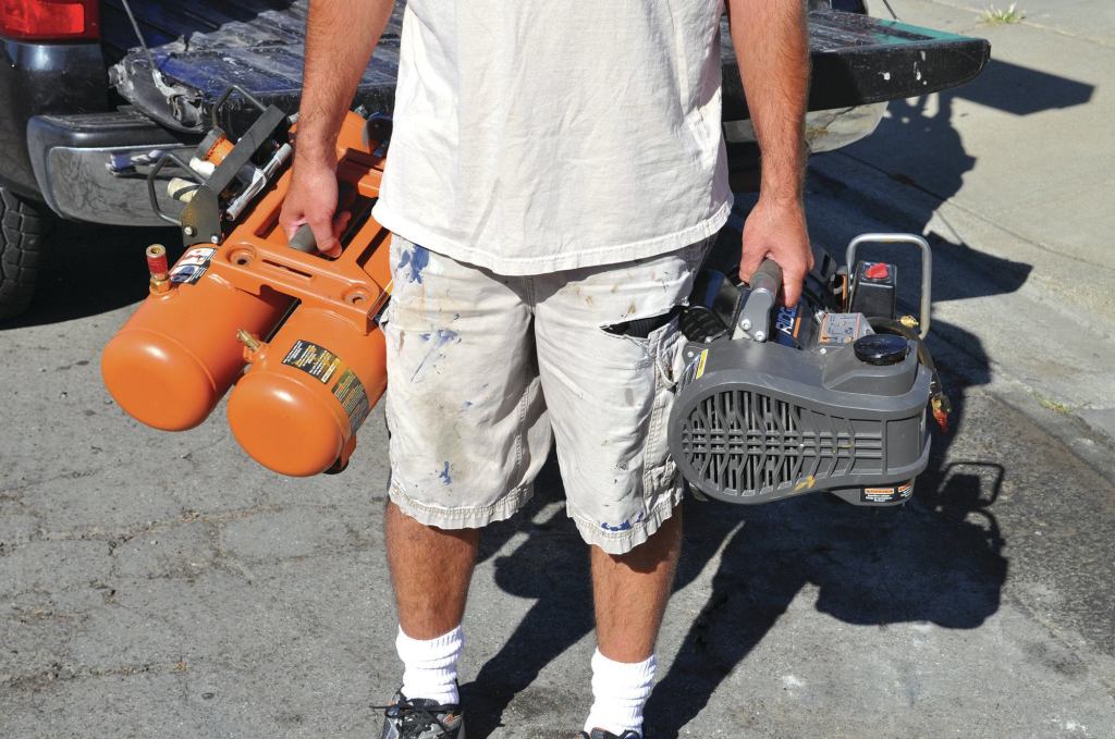 The compressor quickly separates into two parts for easier carrying.