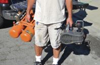 The compressor quickly separates into two parts for easier carrying.