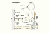 The porch was completely rebuilt. A grade beam poured over the existing concrete piers and faced with granite provided support for both the porch framing and the columns.