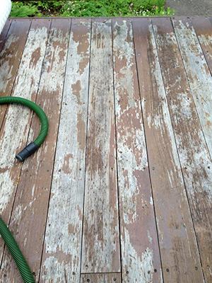 Before: Weathered and failed Sikkens coating