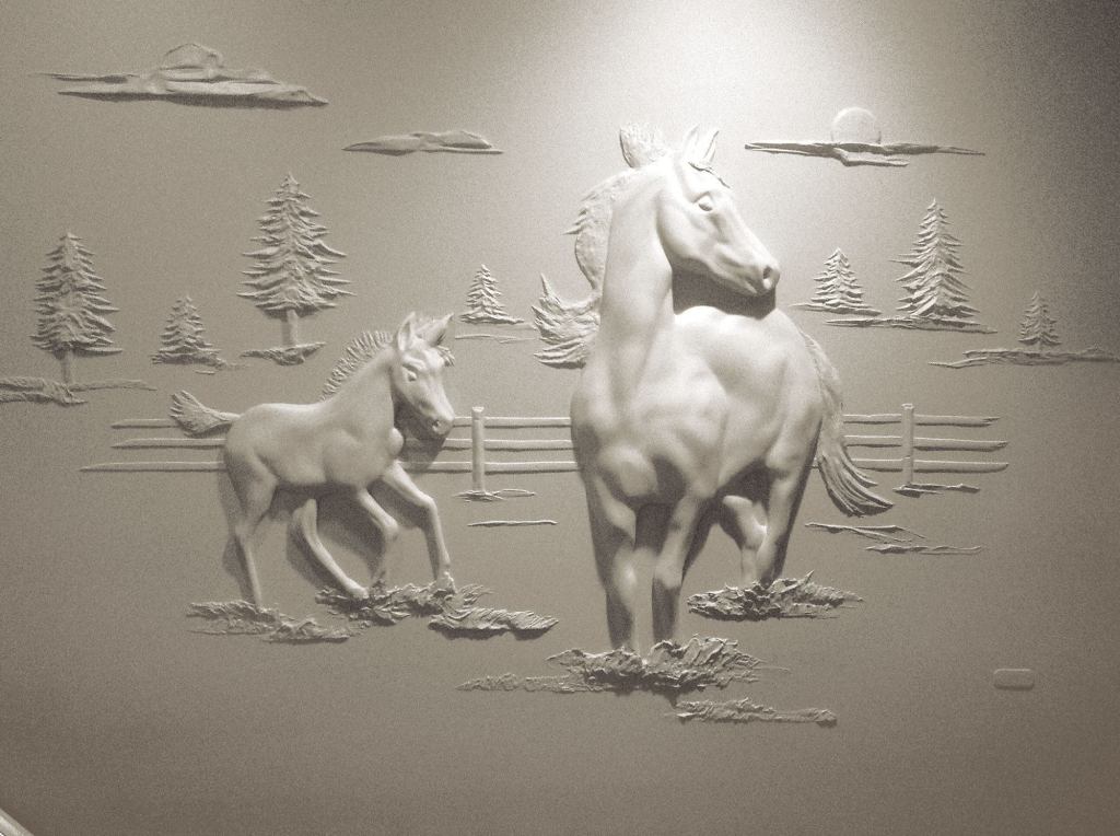 Relief sculpture  created with drywall mud