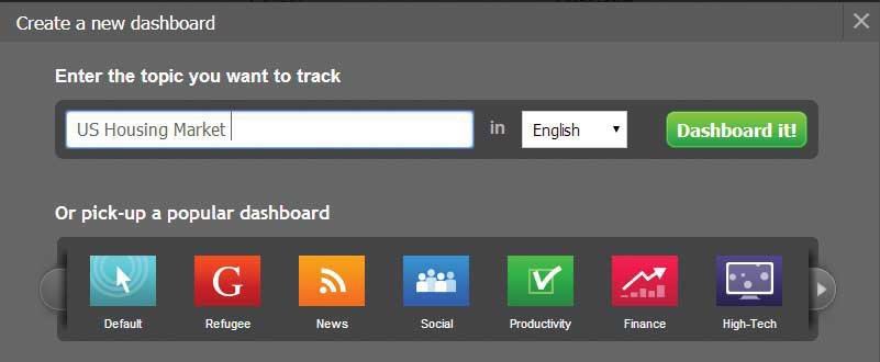 Enter a topic keyword into Netvibes