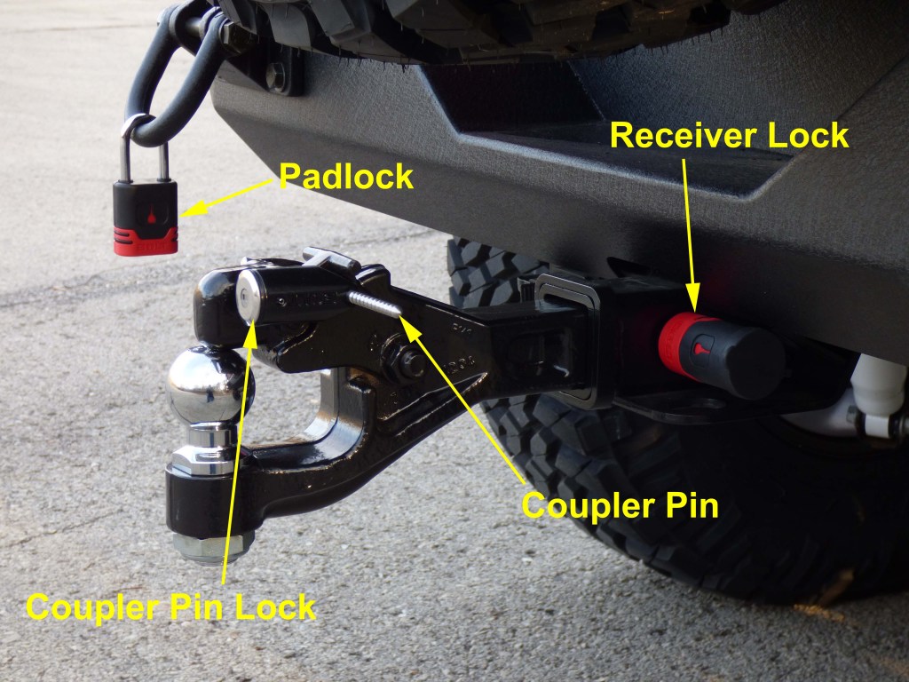 Strattec Security produces multiple models of Bolt Locks. Here are the padlock, receiver lock, and hitch pin lock. There is also a spare tire lock, cable lock, and retrofit toolbox latch.