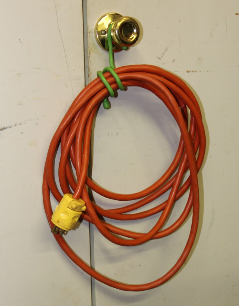 A 12-inch tie coiled.