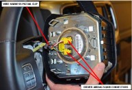 One of several photos in the service procedures issued to dealers for recall R36, this shows the backside of the airbag component.