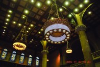 The antique chandelier (circa 1913) was ornate and very heavy (estimated weight of one to two tons with its translucent alabaster and brass construction).
