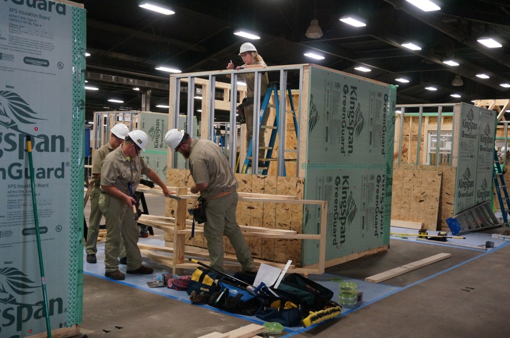 One part of the annual SkillsUSA program is the Teamwork competition. Teams of four people work to construct a "house" over two days. Teams are evaluated on their building skills, as well as safety practices.