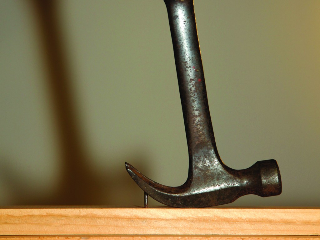 Used mainly for finish work, curved-claw hammers excel at withdrawing nails without marring the surface of the wood.