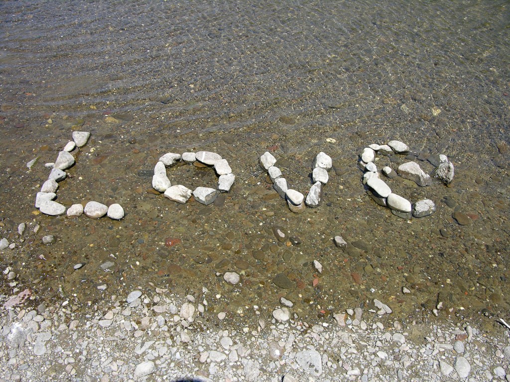 Rocks in a state park in northern California spelling the word "love"
