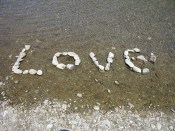 Rocks in a state park in northern California spelling the word "love"