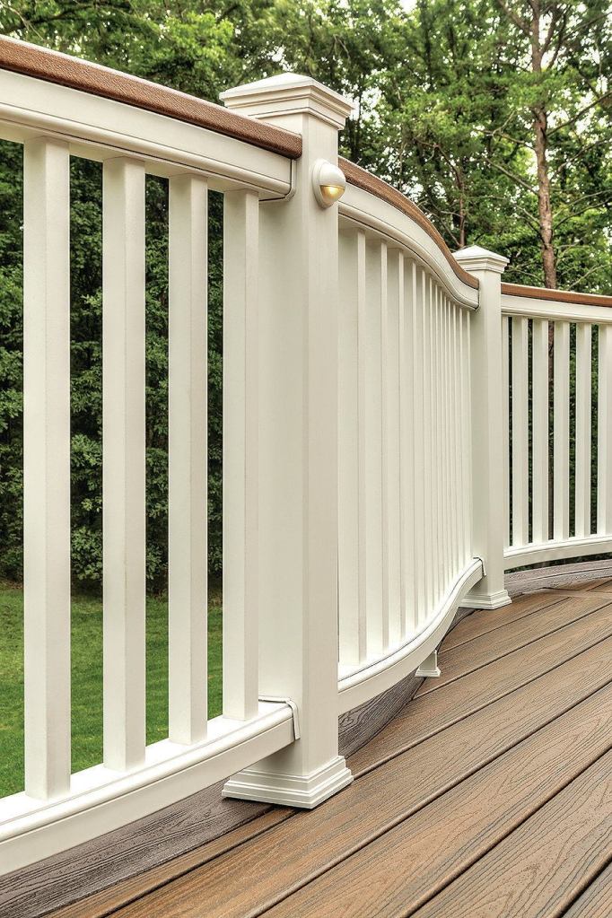 Trex Transcend composite balusters and rails can be mixed and matched to create different looks and are available in seven colors (trex.com).