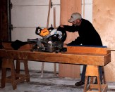The miter-saw stand sits on a pair of mini-sawhorses and has
three basic parts: a platform for the saw to sit on, left and right
wings for supporting the workpiece, and a fence for the work to
sit against.