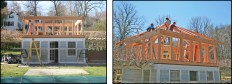 A pool-house renovation I recently worked on gave me the opportunity to demonstrate this method on a small scale. My company added a second floor and hip roof to an existing one-story pool house. The 7:12-pitch hip roof is framed with 2x6 common and jack rafters on 16-inch centers and with 2x8 hips and ridge. At the birdsmouth, I supplied the 3 ½-inch seat and for the rafter tail, a 12-inch overhang with a 2 ½-inch-high subfascia (plumb cut), which dictated the level cut at the heel.