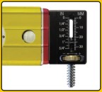 The FastCap How Far Out Gauge is an add-on level gauge that attaches to the end of any spirit level that's at least 2 3/8 inches tall. It allows you to micro-adjust for level or plumb using the thumb screw.