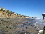 Bedrock exposed at low tide along the beach at Isla Vista, California (photo by Alex Snyder, U.S. Geological Survey).