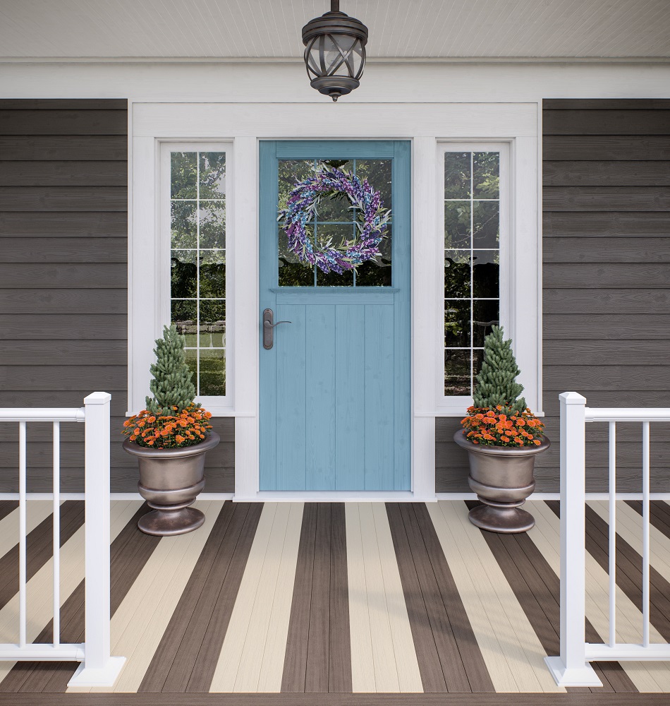 Deckorators porch flooring in Chicory and Macademia.