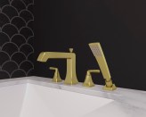 Pfister's new brushed gold finish in its Park Avenue collection