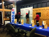 Siga sales manager Keith Bidwell conducts a training for contractors at Performance Building Supply, in Portland, Maine.