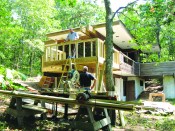 Repairs progress in earnest on the Kugel/Gips house, one of a number of modern houses built on Cape Cod.