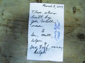 On many of his projects, the author leaves a time capsule to be uncovered at some unknown future date by a contractor who is asked to tear out and replace his work. On a recent brick stair project, he left a note with the date and the names of the crew and clients.