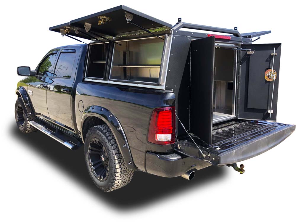 The X-Pro ONE Drop-In Aluminum Commercial Truck Cap is a one-piece pickup truck bed that drops into the back of your truck: Voilà, instant service body.