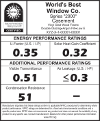 An NFRC label rates the basic energy performance of a window using two critical numbers: the U-factor, which measures heat flow, and the solar heat gain coefficient (SHGC), which measures the percentage of radiant heat energy that will pass through the window. For optimal performance in all climates, both numbers should be 0.35 or lower. The lower the better.
