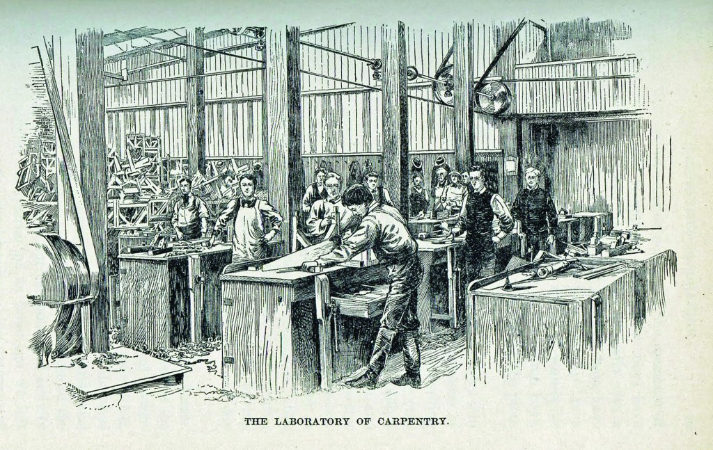 Among the many laboratories in Charles Ham’s Ideal School, the Laboratory of Carpentry is one of several classrooms students attend each day to learn “through things instead of through signs of things.”