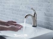 Delta. The Addison and Lahara (shown) lavatory faucets are now available with the company's Touch2O Technology, which allows users to turn the faucet on or off with just a touch to the spout, or with Touch2O XT, which includes the touch technology as well as proximity-sensing technology for two options for handle-free operation. The proximity sensor is located on the bottom of the spout, so it remains streamlined without affecting styling; an LED light flashes when the unit is in hands-free mode and remains steady when it's in touch mode. The faucets are WaterSense labeled and come in Brilliance stainless, chrome, or Venetian bronze finishes. www.deltafaucet.com. --K.T.