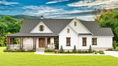 Farmhouse plan with wraparound porch, plan 54-575 at Houseplans.com