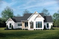 Modern farmhouse plan with 2,397 sq. ft., front exterior. See details at Houseplans.com.