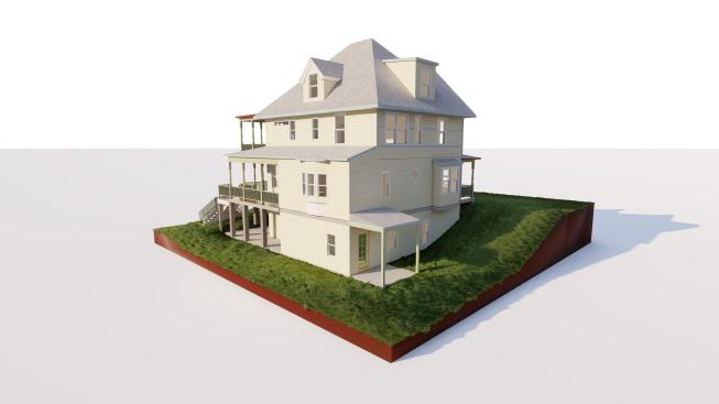 Model showing West and South elevations.