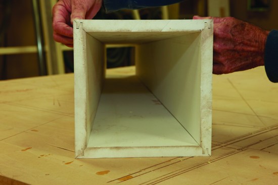 Even though the corner joints on a column with a 2-degree taper are slightly greater than 90 degrees, a lock miter makes for the strongest joint.