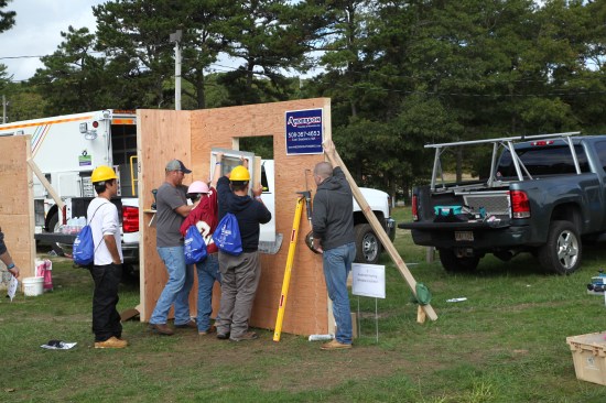 Part of the Career Day took place outside where students could take part in hands-on demonstrations of jobsite tasks such as installing a window.
