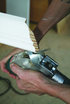 For a mitered look, cut the angled sliver.