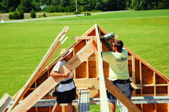 Then the top of the rafter on one side was attached.