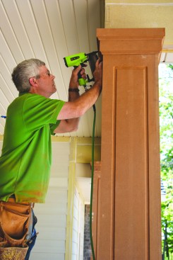 The author applied a second band over the first sealing the top of the hollow columns with a simple square-edge cap.