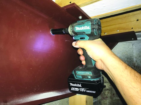 The anchors were first snugged with an impact driver.